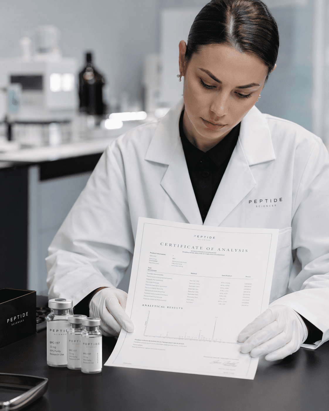 Researcher preparing a sample for instrument analysis