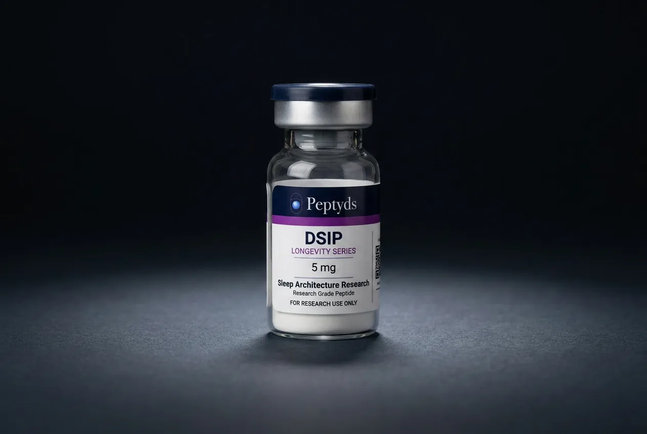 5 mg vial lyophilised vial of DSIP, ISO/IEC 17025 lab-verified, Peptyds packaging