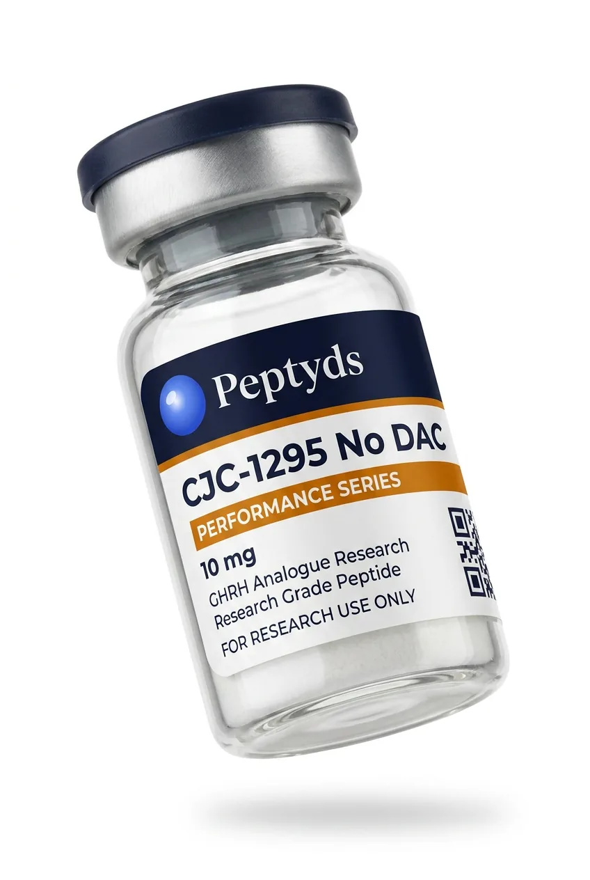 10 mg vial lyophilised vial of CJC-1295 No DAC, ISO/IEC 17025 lab-verified, Peptyds packaging