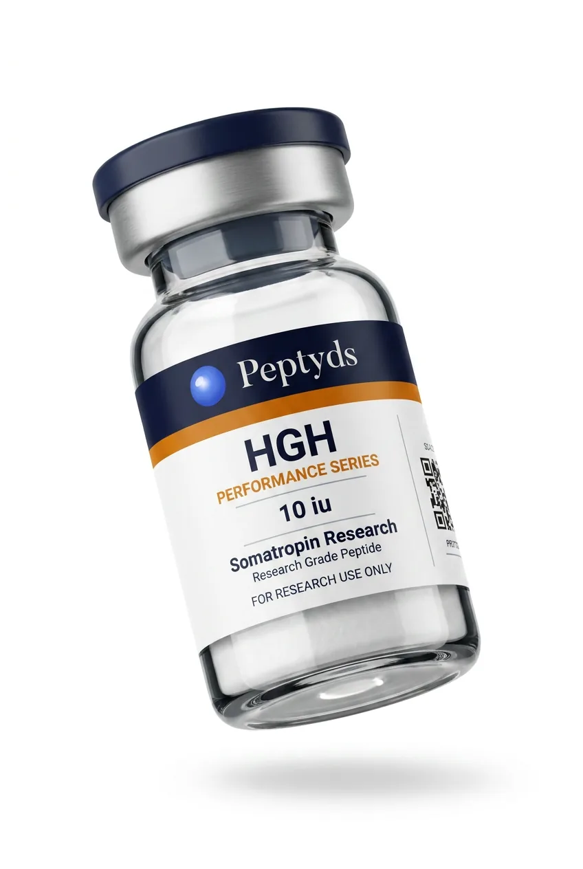 10 ui vial lyophilised vial of HGH, ISO/IEC 17025 lab-verified, Peptyds packaging